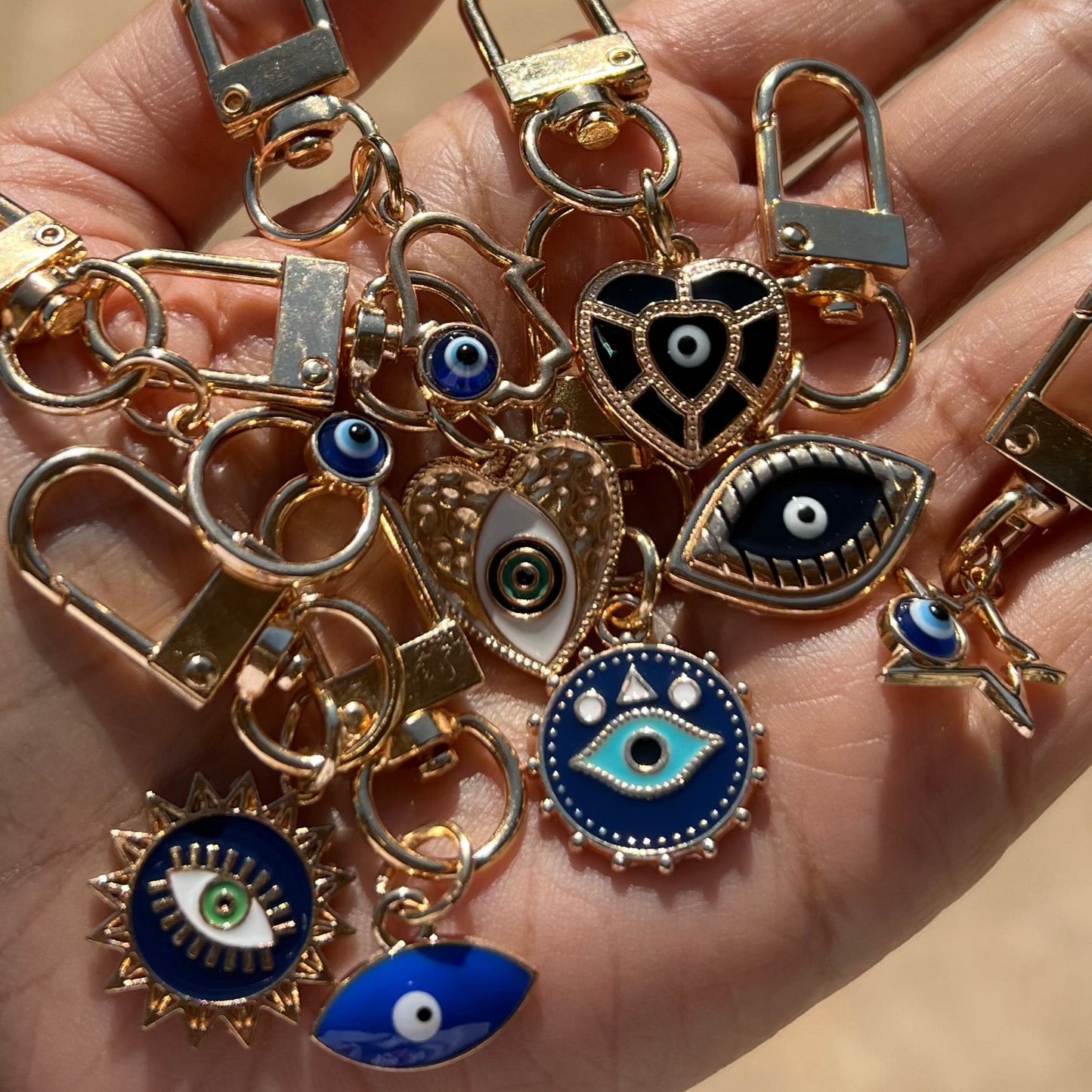 Mystery Mini Evil Eye Keychain Golden color