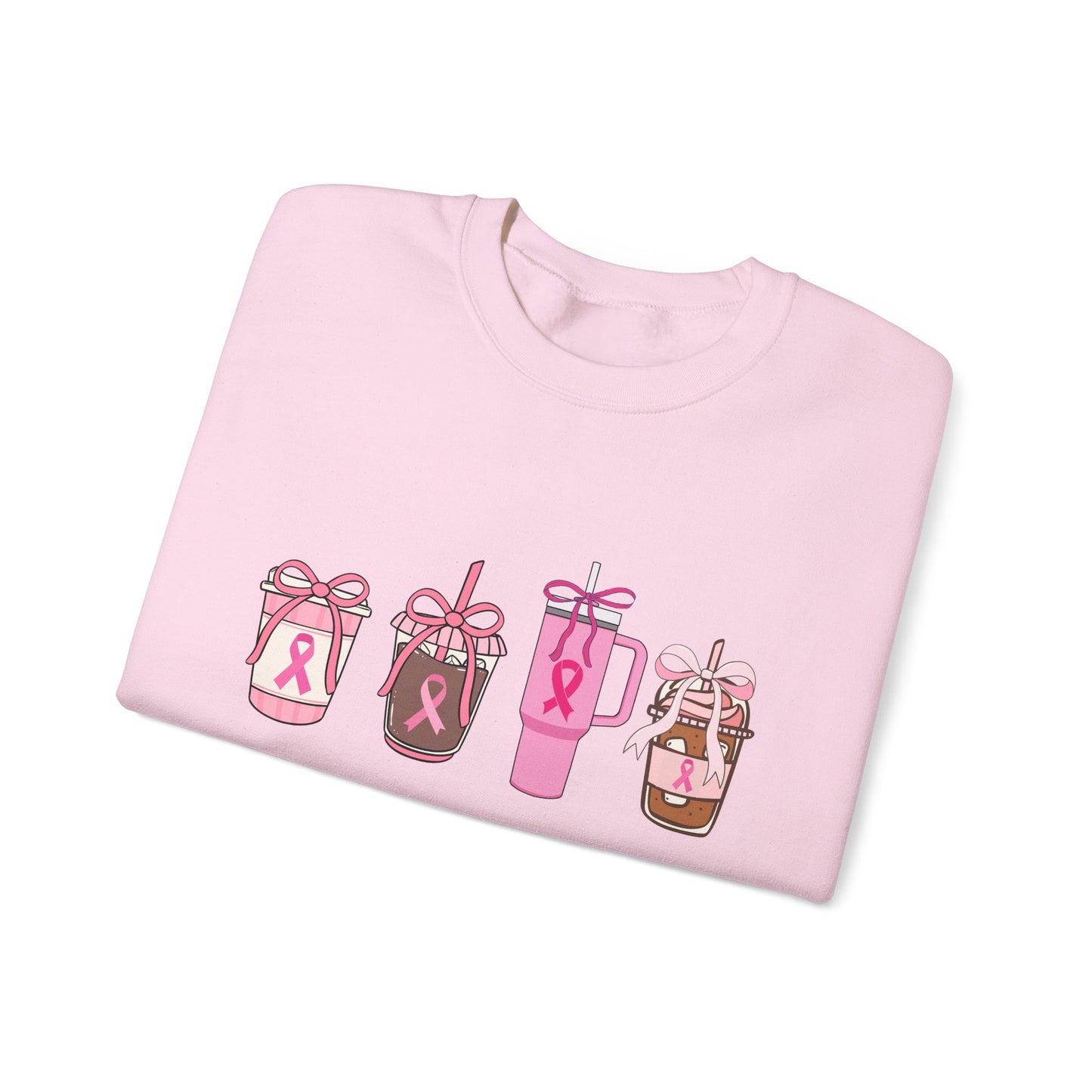 Breast Cancer Awareness Coffee Cup Crewneck Sweatshirt