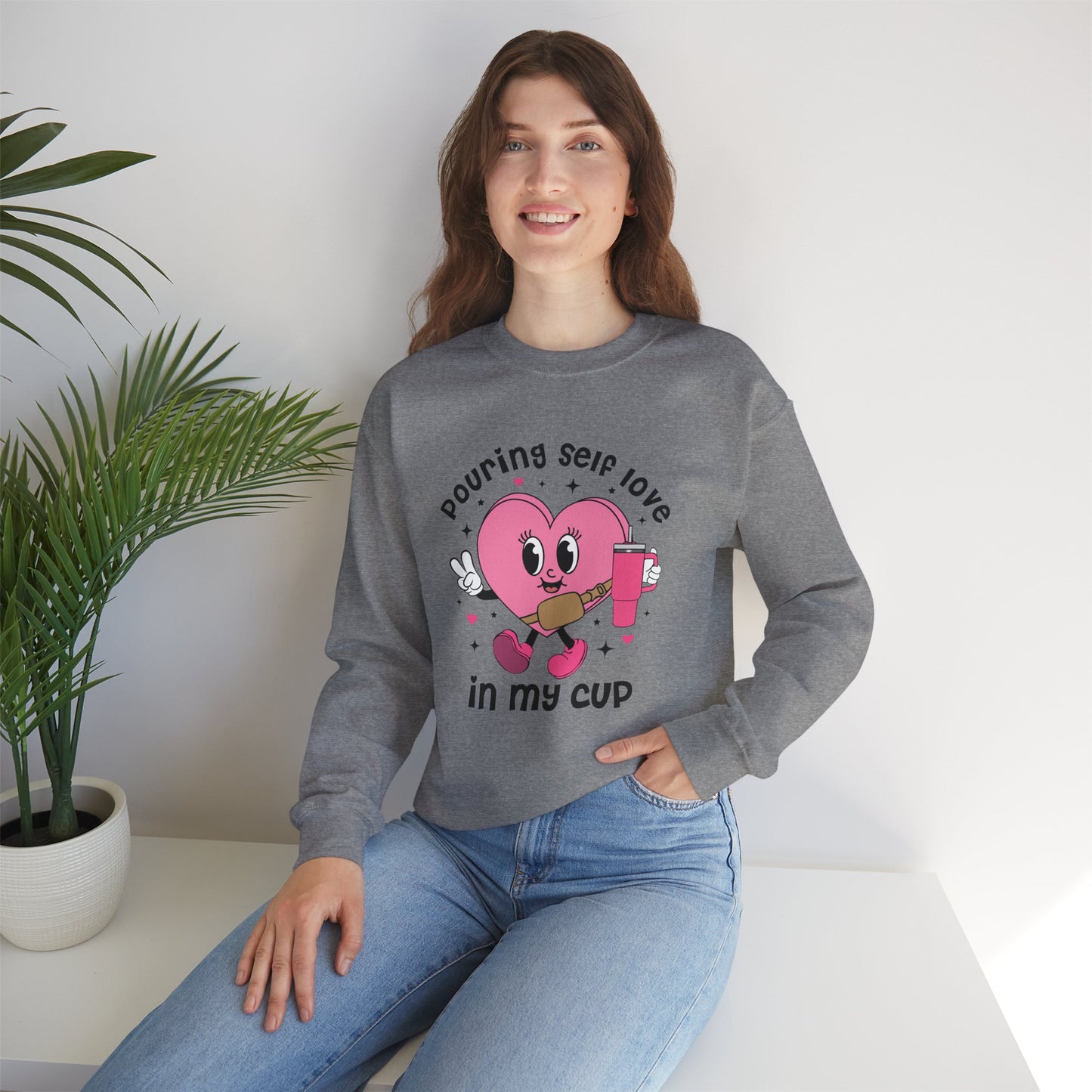 Pouring self love in my cup Unisex Crewneck Sweatshirt