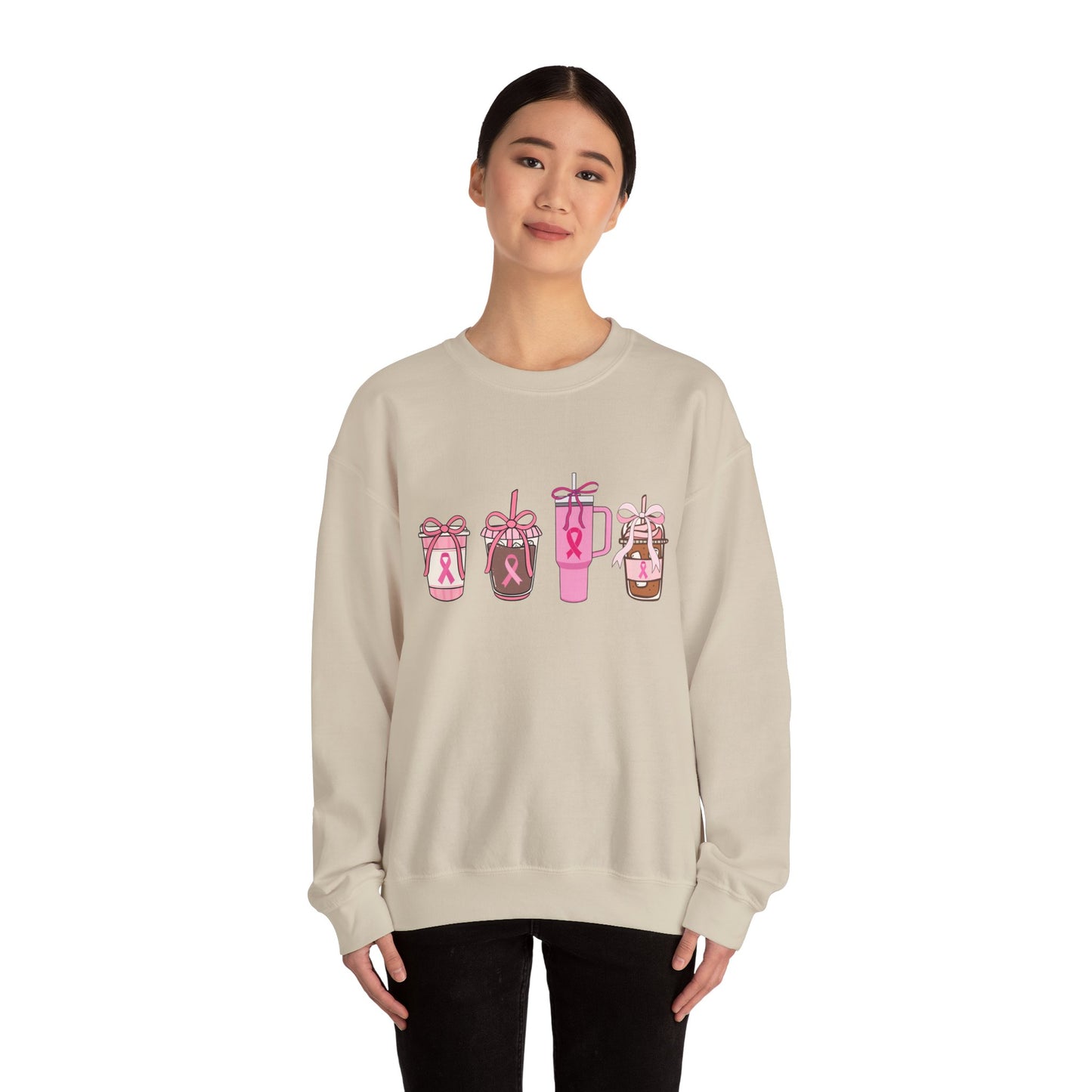 Breast Cancer Awareness Coffee Cup Crewneck Sweatshirt