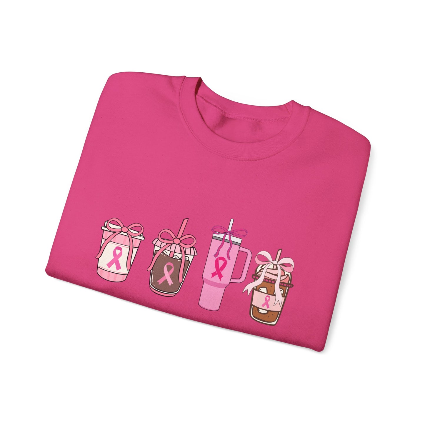 Breast Cancer Awareness Coffee Cup Crewneck Sweatshirt