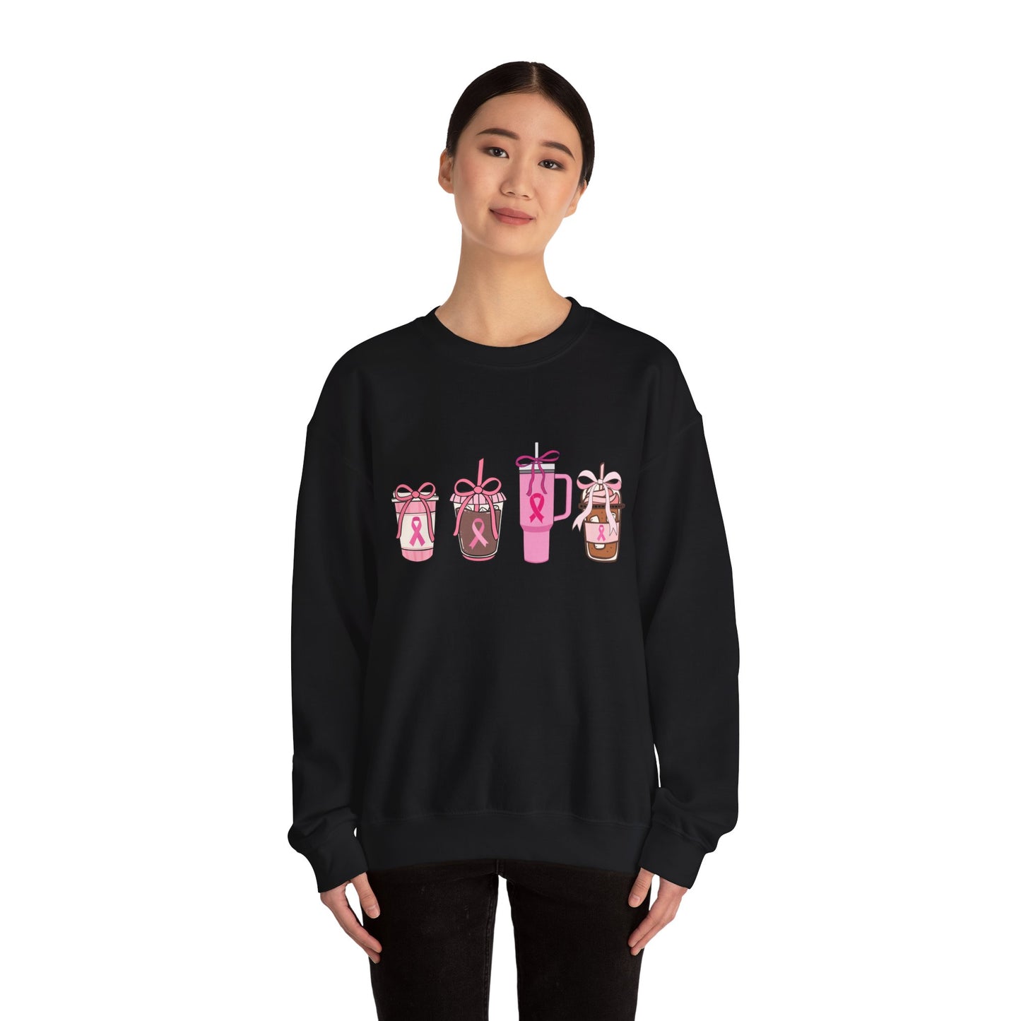 Breast Cancer Awareness Coffee Cup Crewneck Sweatshirt