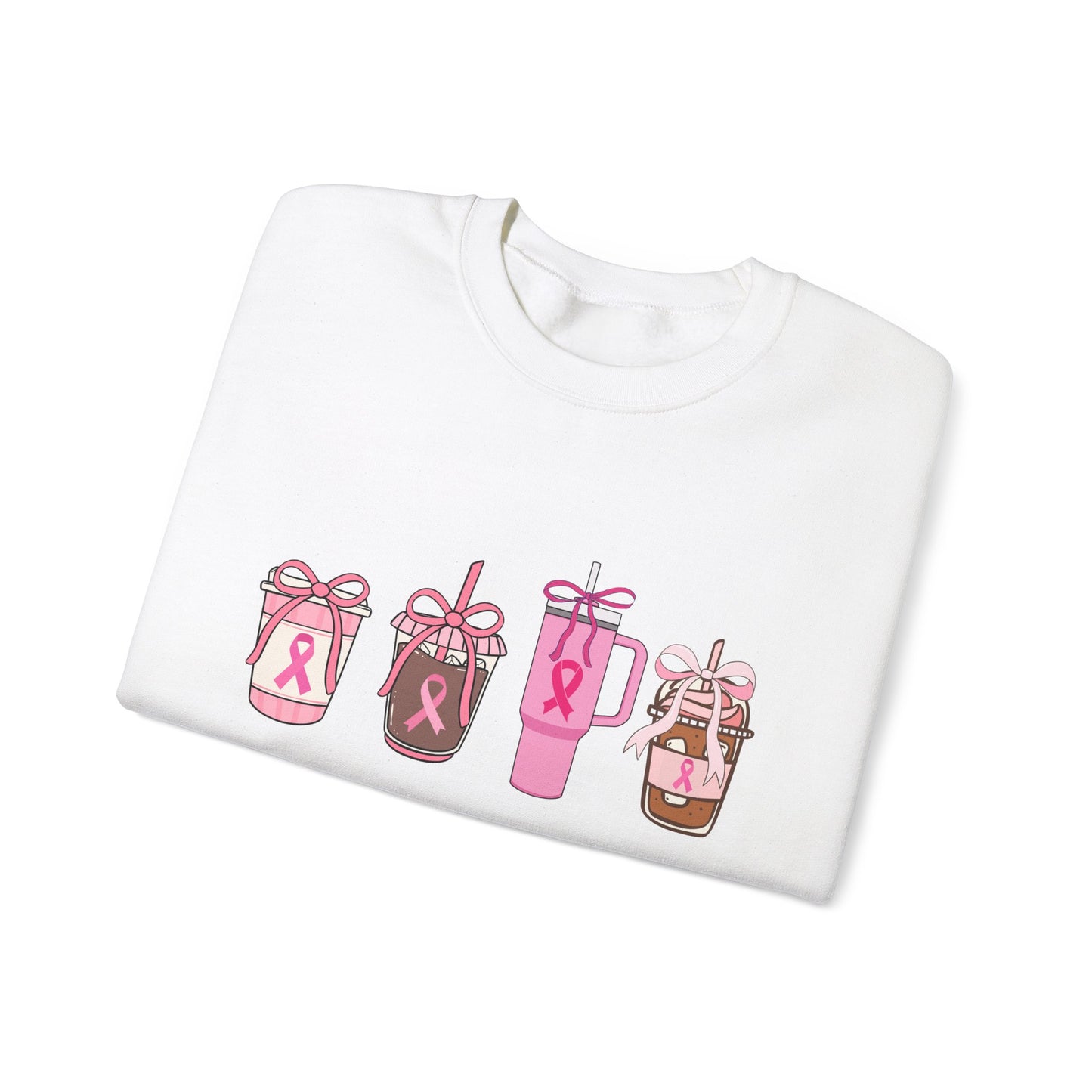 Breast Cancer Awareness Coffee Cup Crewneck Sweatshirt