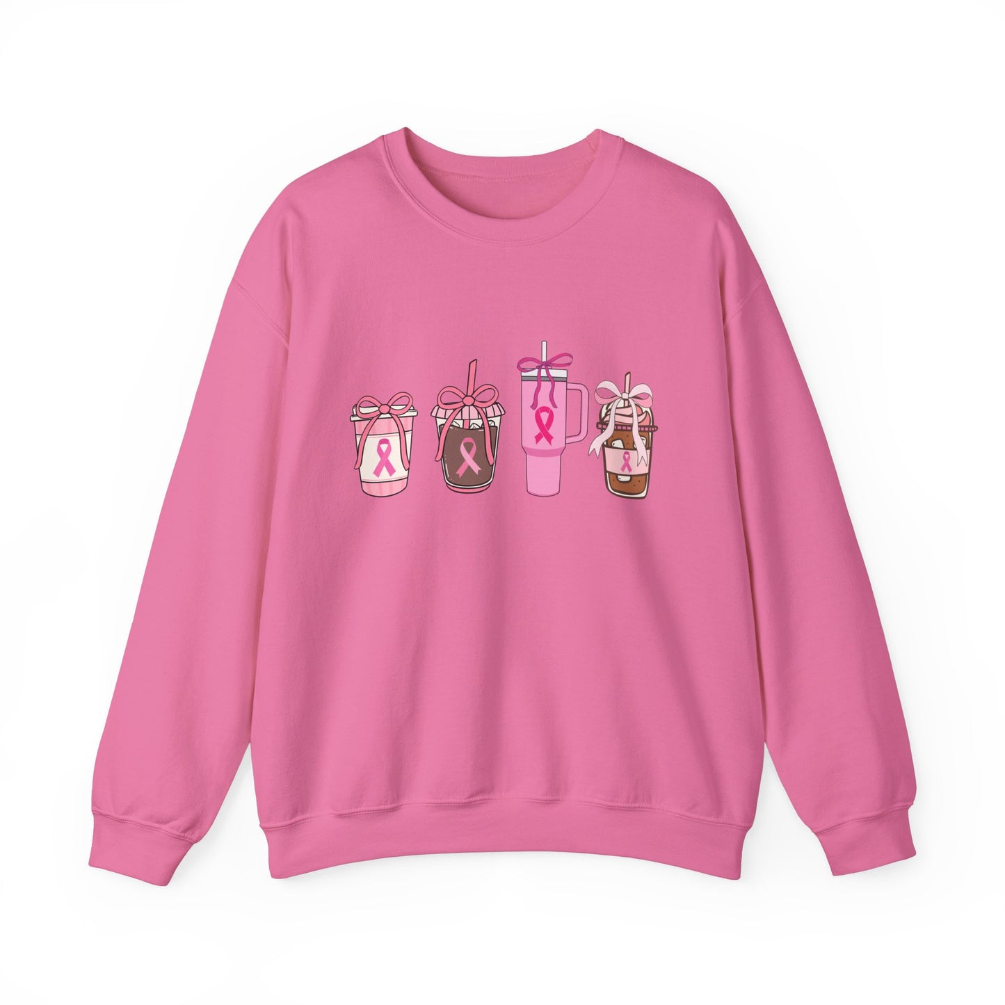 Breast Cancer Awareness Coffee Cup Crewneck Sweatshirt