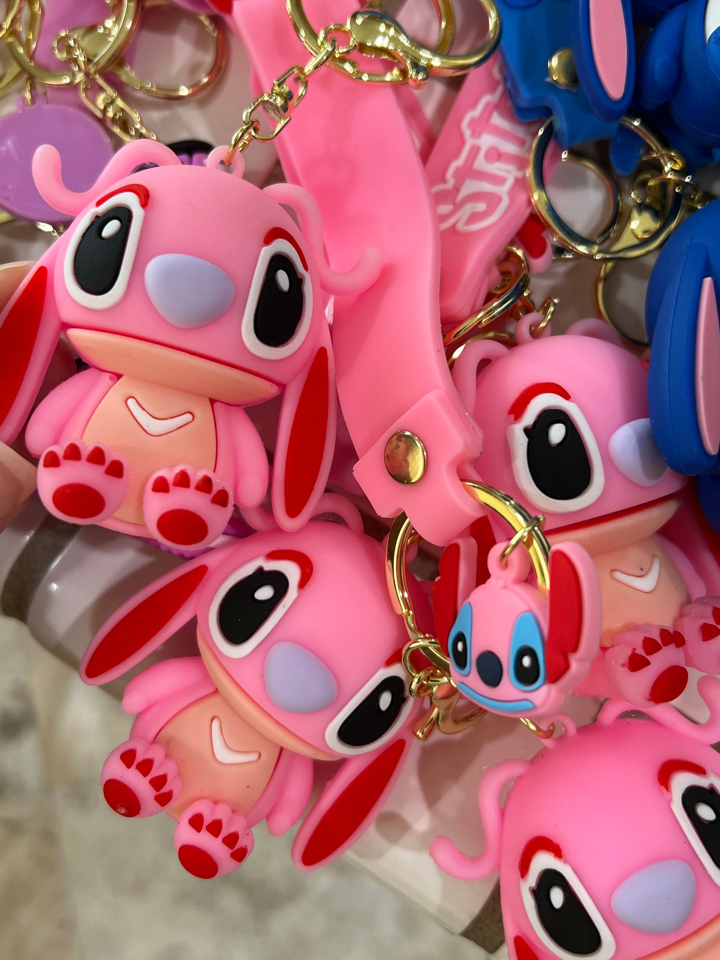 Blue or Pink Monster Keychain