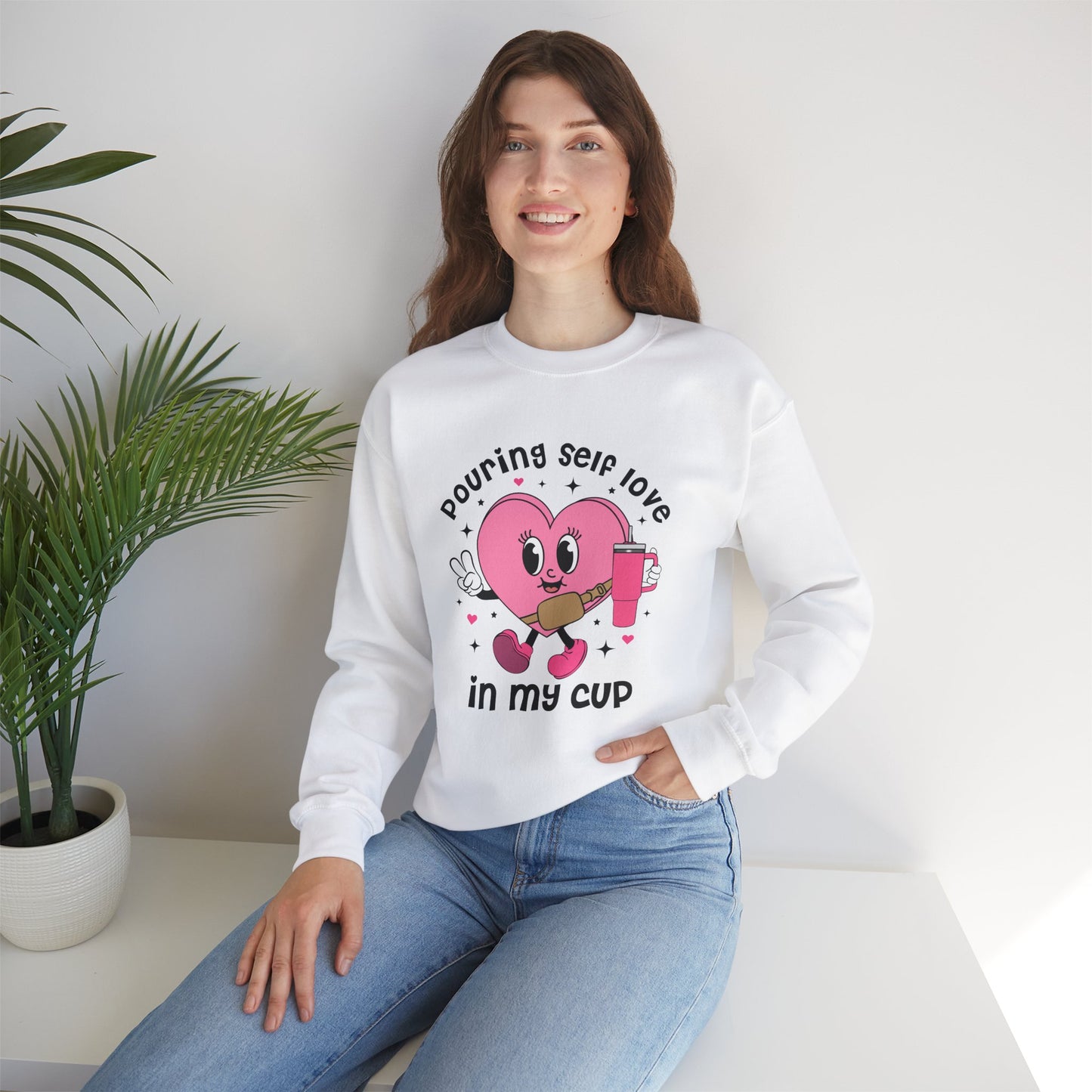 Pouring self love in my cup Unisex Crewneck Sweatshirt