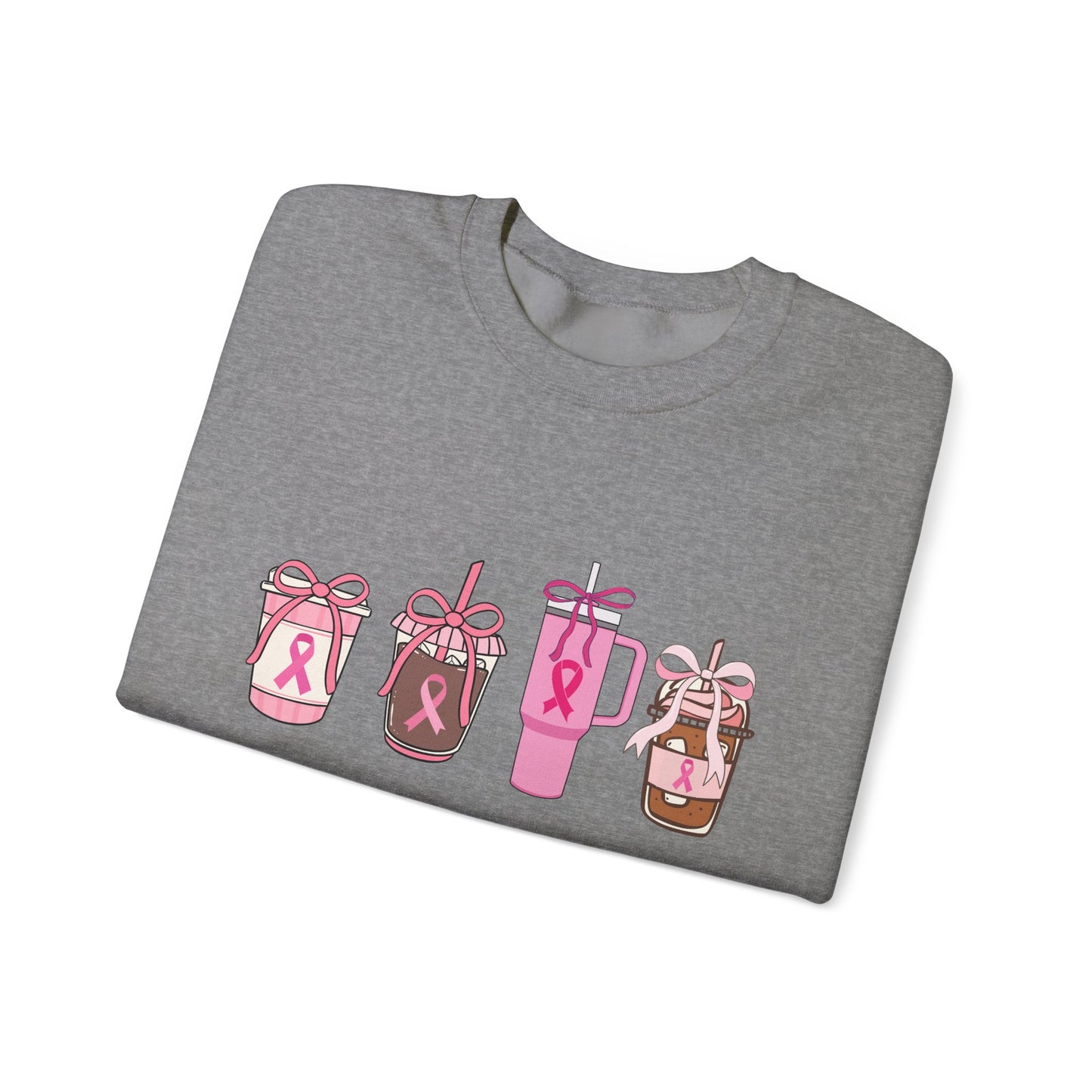 Breast Cancer Awareness Coffee Cup Crewneck Sweatshirt