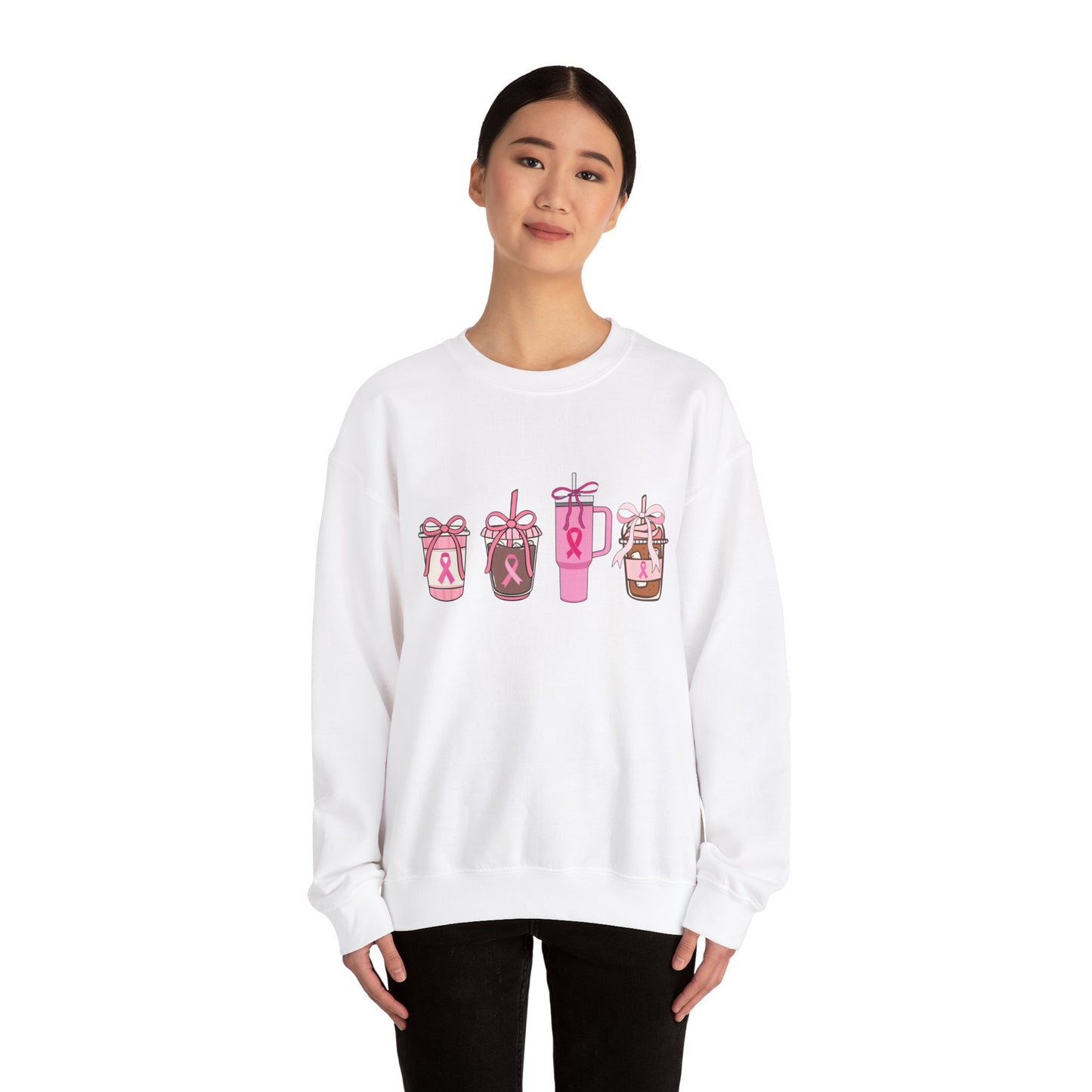 Breast Cancer Awareness Coffee Cup Crewneck Sweatshirt