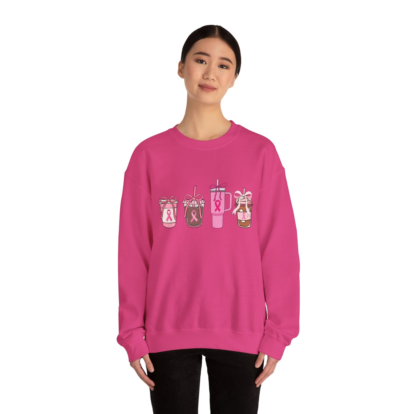 Breast Cancer Awareness Coffee Cup Crewneck Sweatshirt