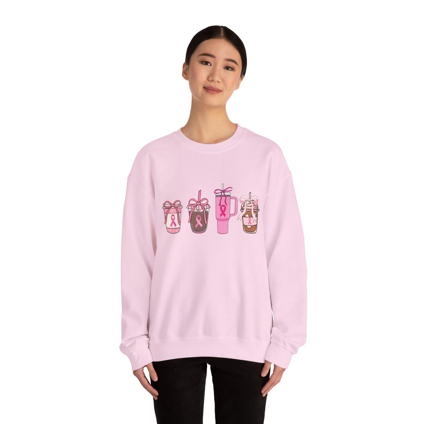 Breast Cancer Awareness Coffee Cup Crewneck Sweatshirt