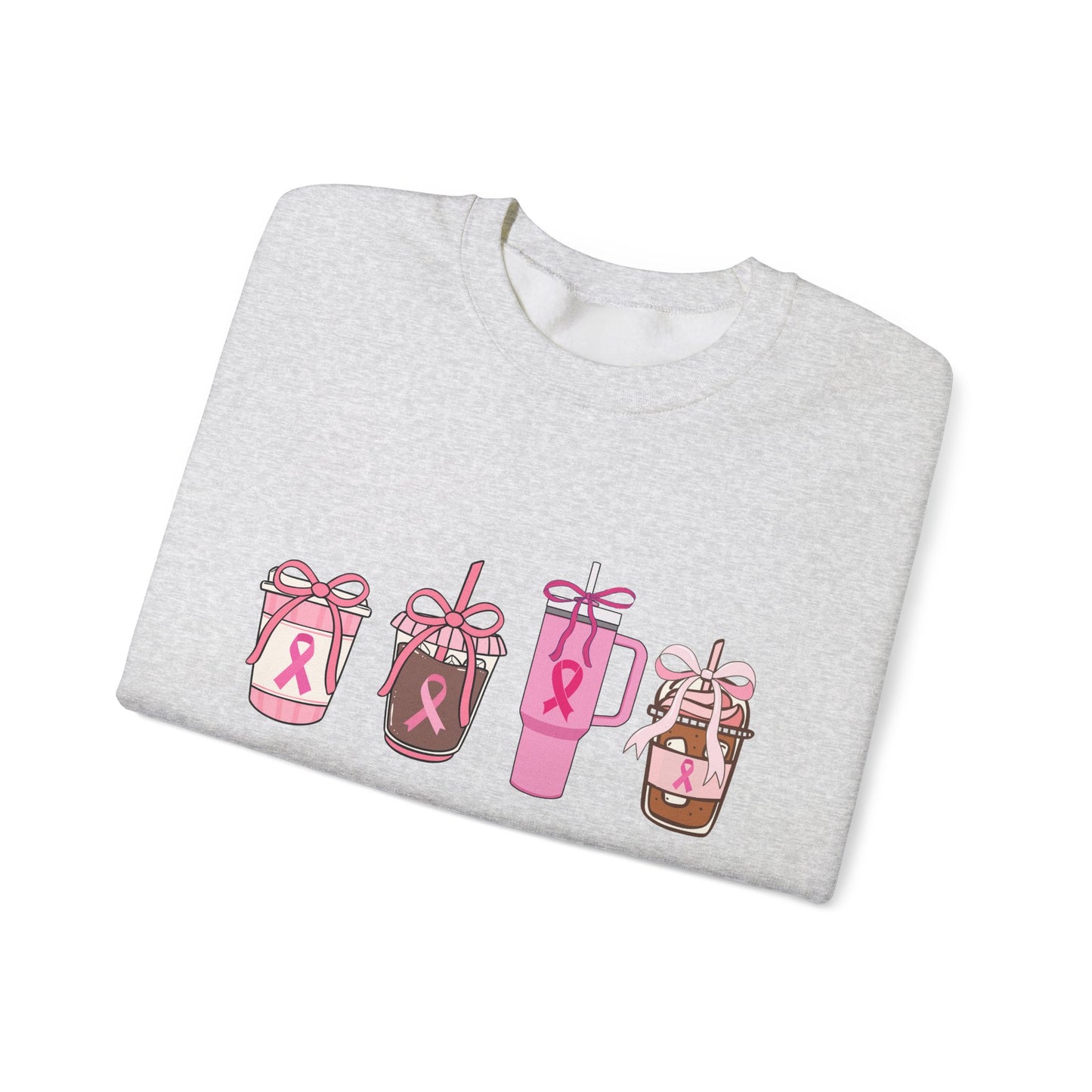 Breast Cancer Awareness Coffee Cup Crewneck Sweatshirt