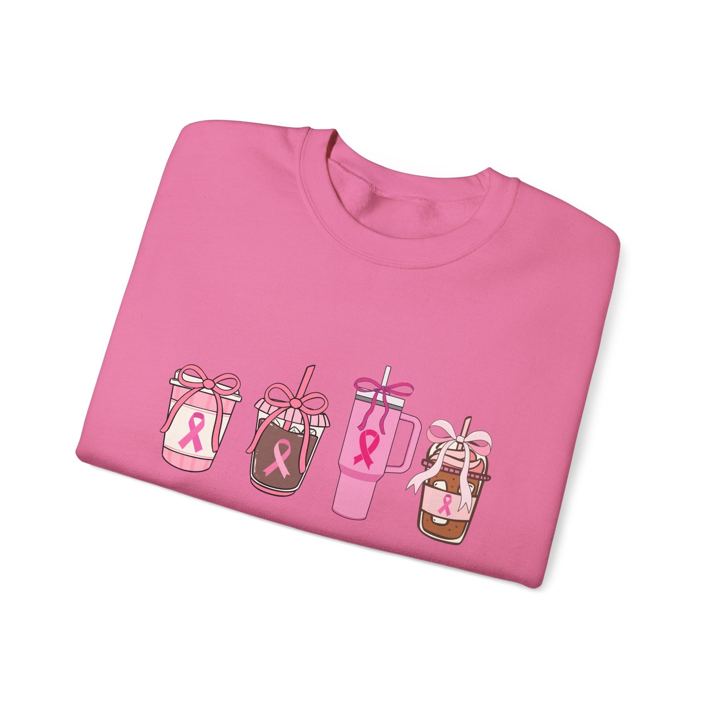 Breast Cancer Awareness Coffee Cup Crewneck Sweatshirt