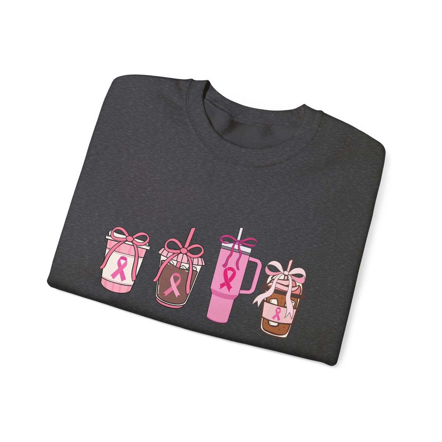 Breast Cancer Awareness Coffee Cup Crewneck Sweatshirt