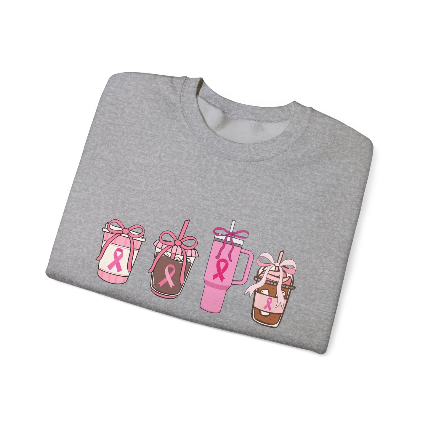 Breast Cancer Awareness Coffee Cup Crewneck Sweatshirt