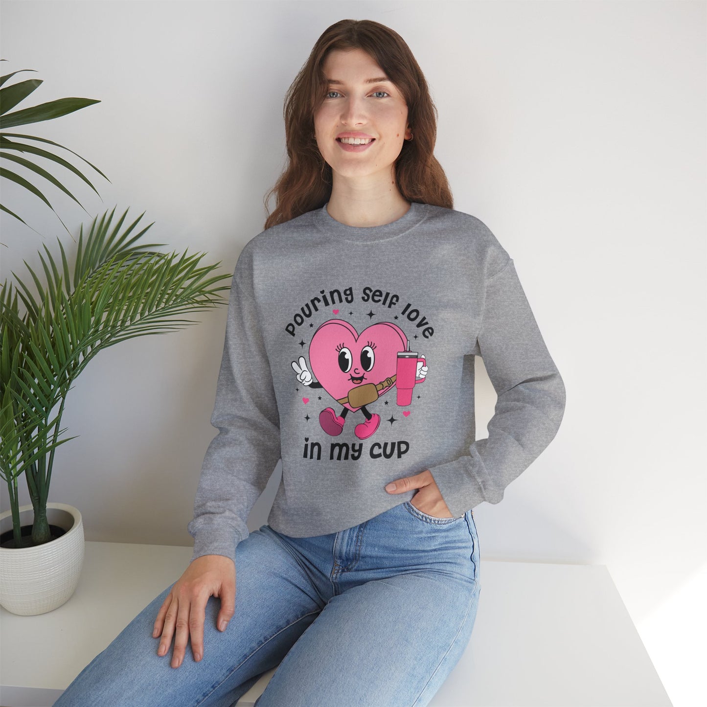 Pouring self love in my cup Unisex Crewneck Sweatshirt