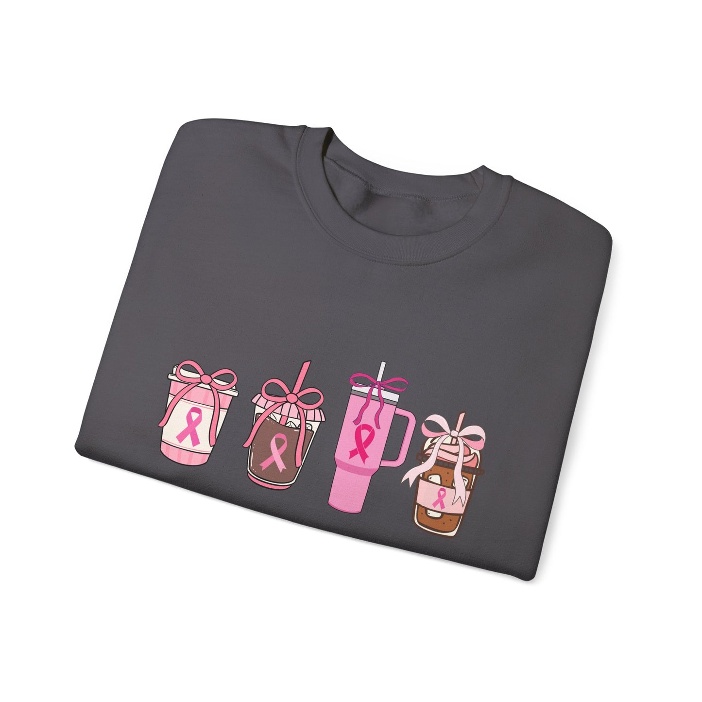 Breast Cancer Awareness Coffee Cup Crewneck Sweatshirt