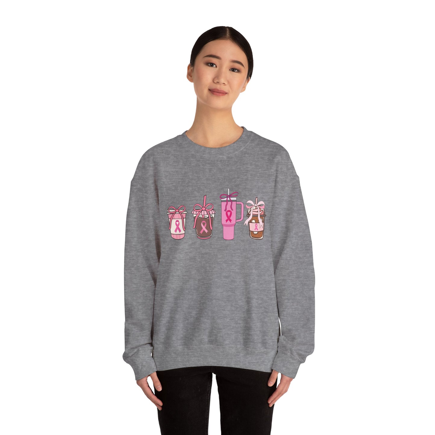 Breast Cancer Awareness Coffee Cup Crewneck Sweatshirt