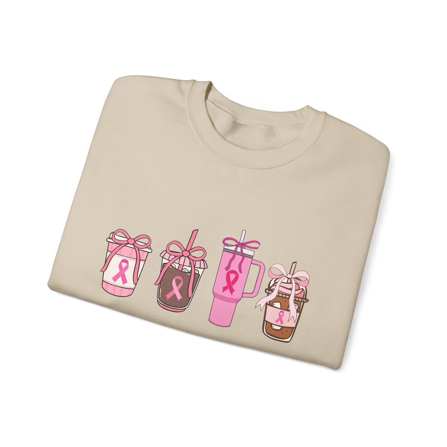 Breast Cancer Awareness Coffee Cup Crewneck Sweatshirt