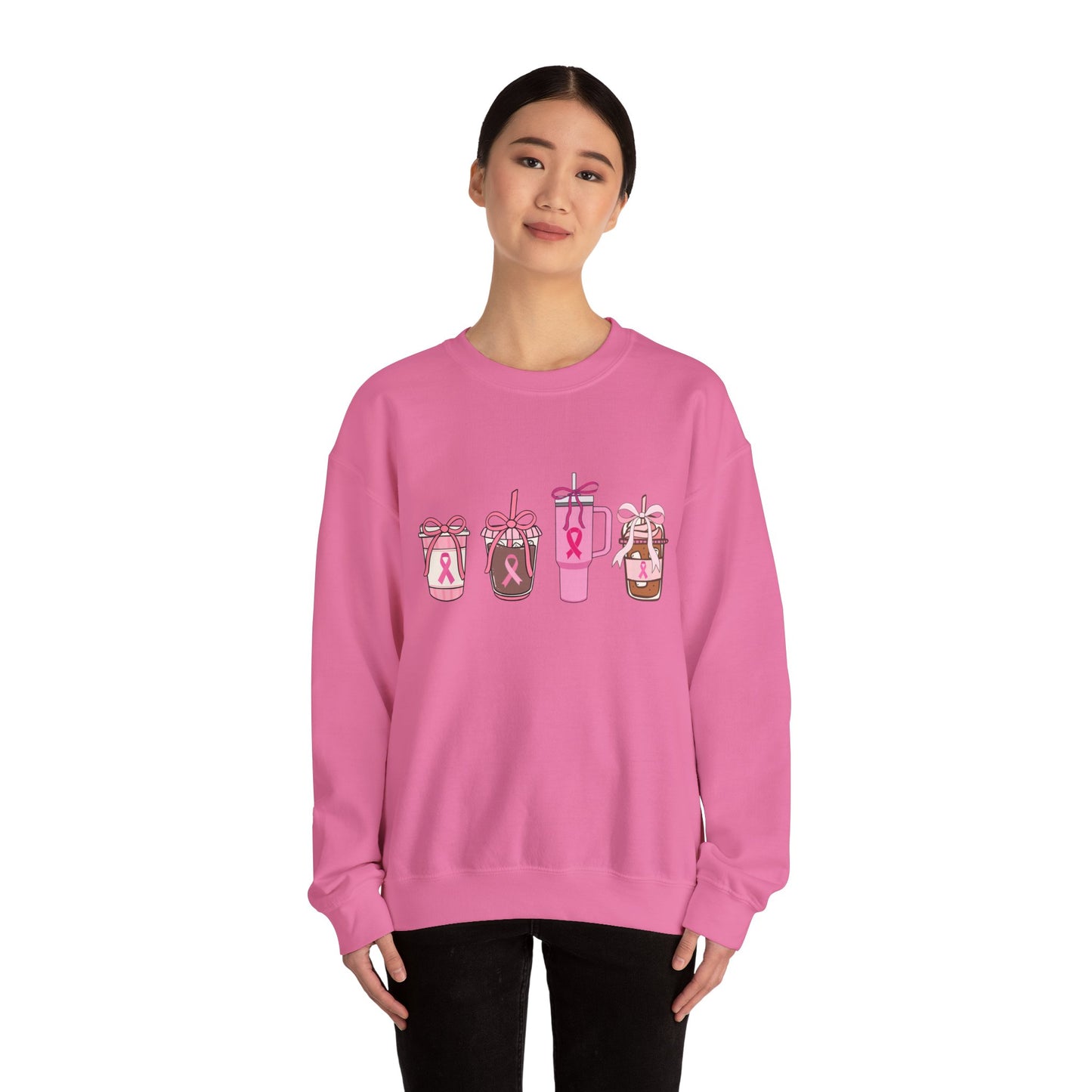 Breast Cancer Awareness Coffee Cup Crewneck Sweatshirt