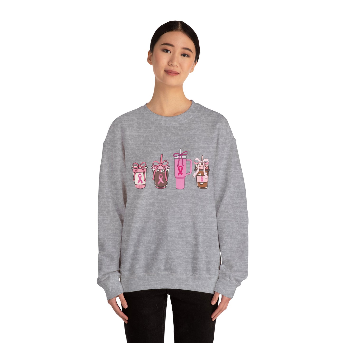 Breast Cancer Awareness Coffee Cup Crewneck Sweatshirt