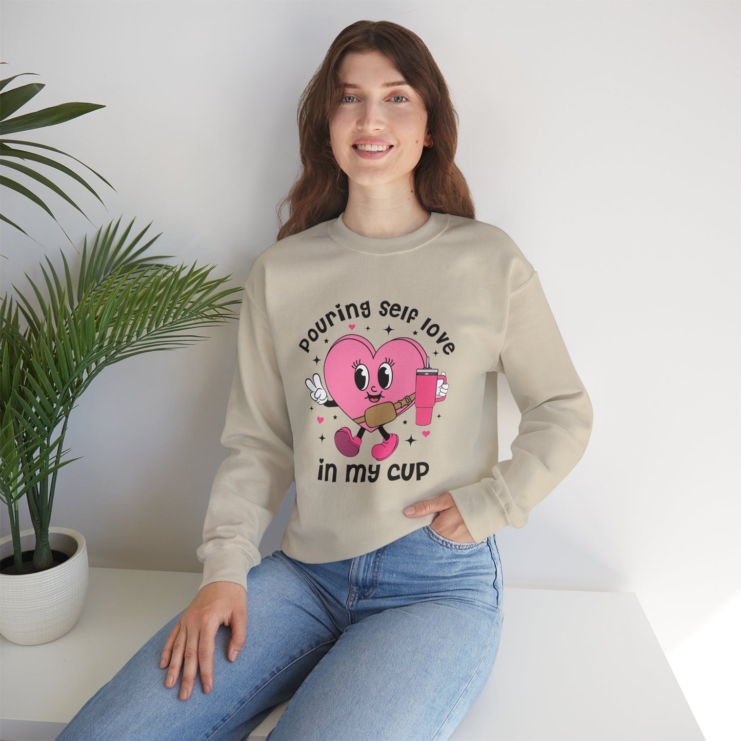 Pouring self love in my cup Unisex Crewneck Sweatshirt