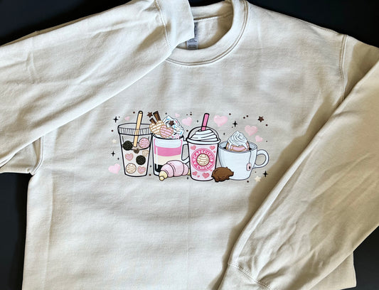 CAFECITO Y CHISME TAN CREWNECK SWEATSHIRT