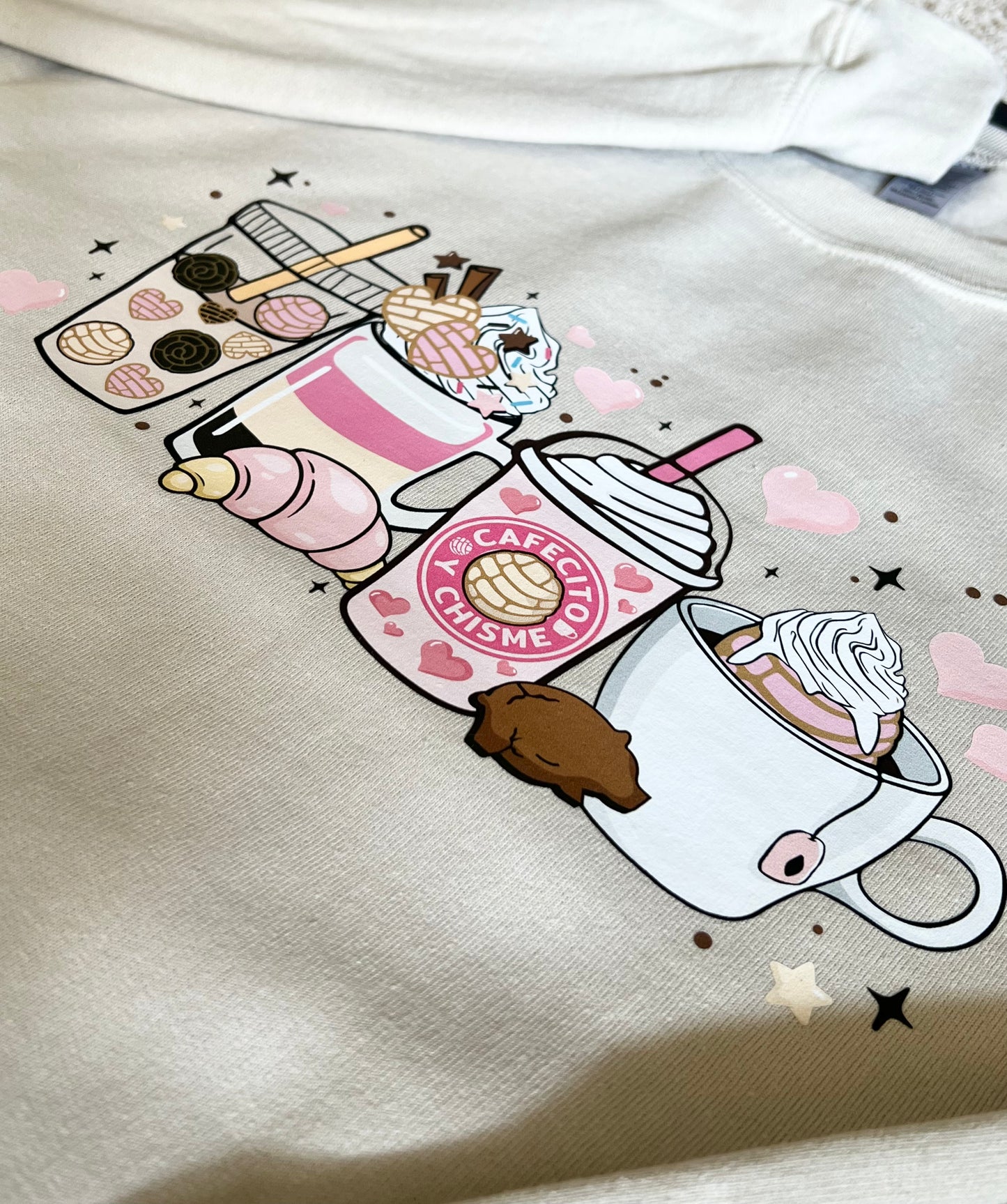 CAFECITO Y CHISME TAN CREWNECK SWEATSHIRT