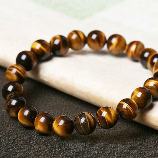 Strength and Courage Beaded Bracelet (Natural Crystals/Tiger Eye Design)